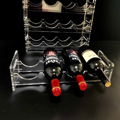 Organizador empilhável autônomo acrílico claro Display Wine Rack da garrafa