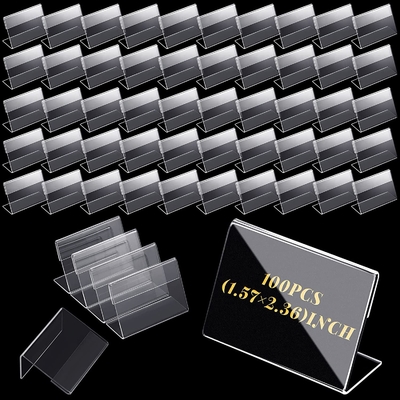 cremalheira de cartão em forma de L da inclinação horizontal de 100pcs Mini Transparent Acrylic Logo Display