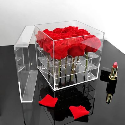 Armazenamento acrílico claro acrílico destacável de Rose Flower Box Eternal Life da caixa de exposição