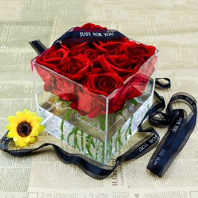 caixa acrílica grossa da flor de 0.5mm com furos para o presente de casamento do dia de Valentim