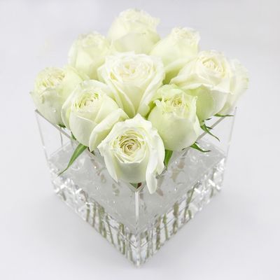 caixa acrílica grossa da flor de 0.5mm com furos para o presente de casamento do dia de Valentim